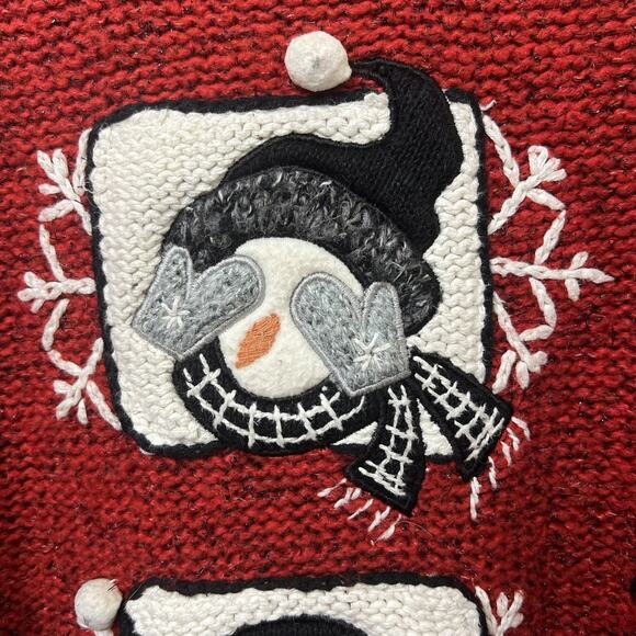 Vintage 90s  Womens Christmas Sweater Large Oversized Knit Snowman Cozy - Picture 7 of 8